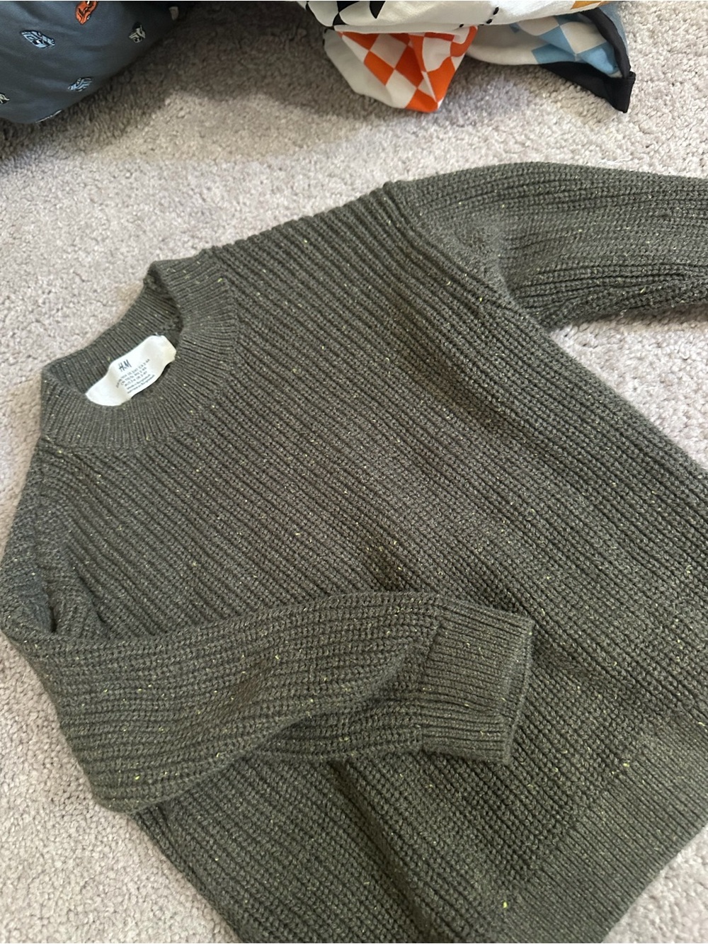 Classic Crewneck Toddler Sweater in Olive Green